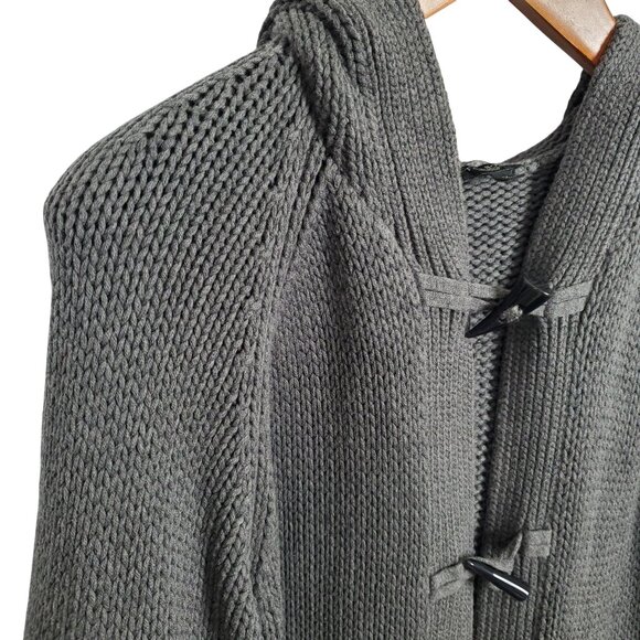 Talbots Size 1X Cardigan Sweater Coat Hooded Toggle Horn Knit Angora Blend Gray - Picture 6 of 9